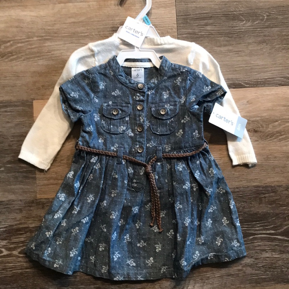 NWT 3 Piece 6 Month Dress and Cardigan Set